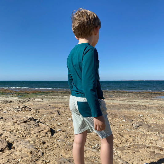 Maillot de bain crabe rayures quartz Les Enfantines