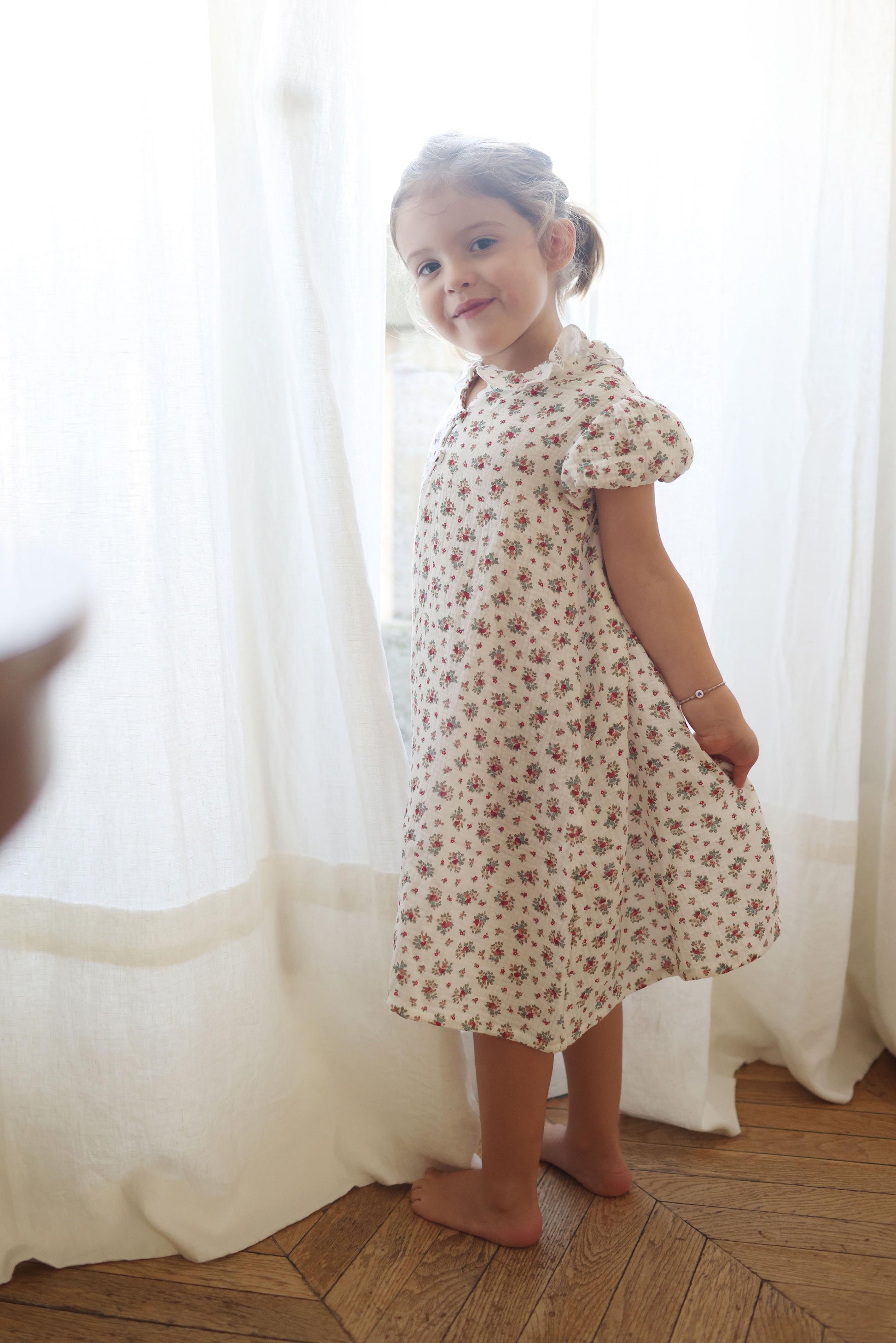 Chemise de nuit gaze groseille Les Enfantines