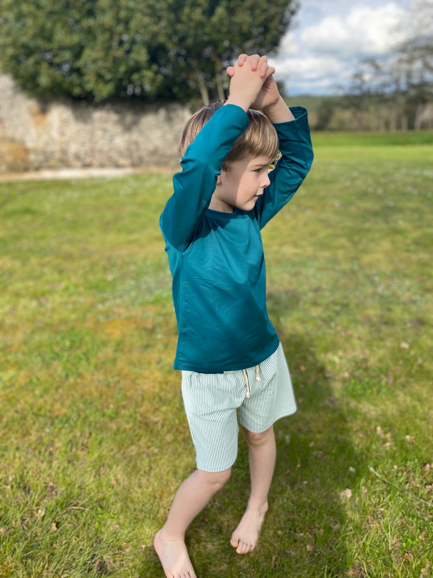 Maillot de bain crabe rayures quartz Les Enfantines