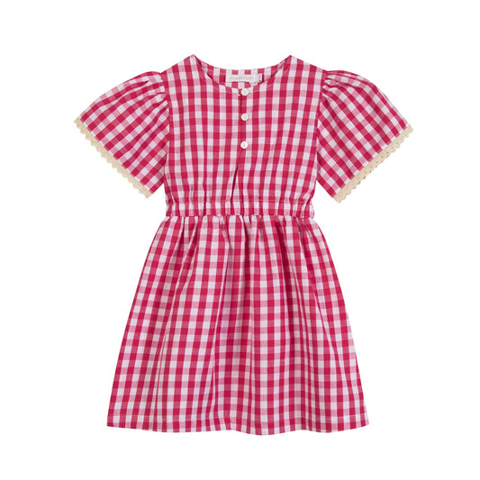 Robe Flamant Vichy Framboise Les Enfantines