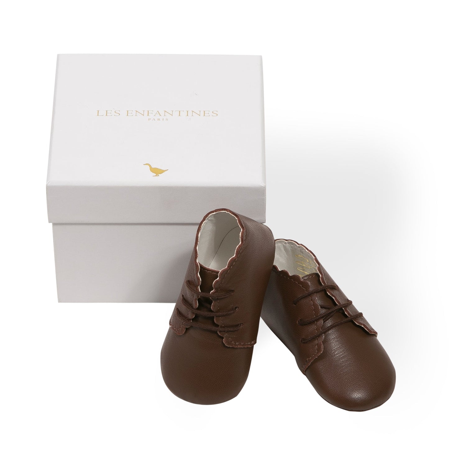 Chaussures bottines cuir chocolat Les Enfantines