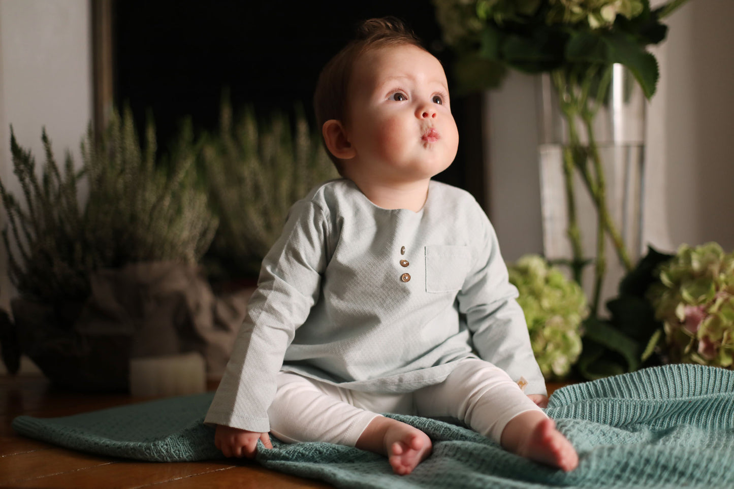 Ensemble Chouette jacquard bleu les enfantines
