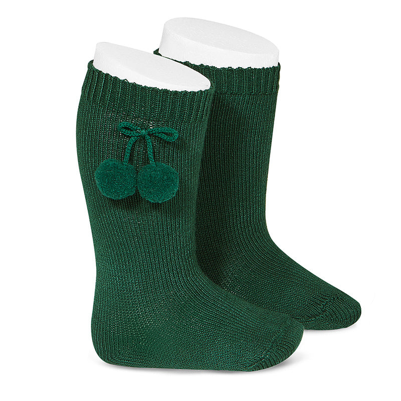 Chaussettes pompons vert sapin les enfantines