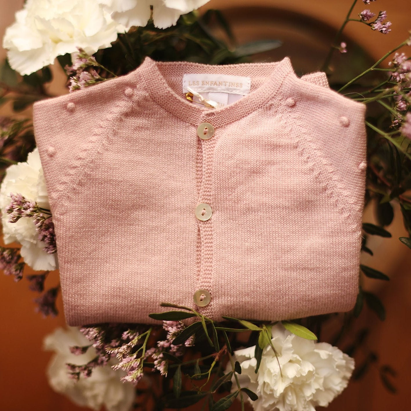Cardigan pois vieux rose Les Enfantines
