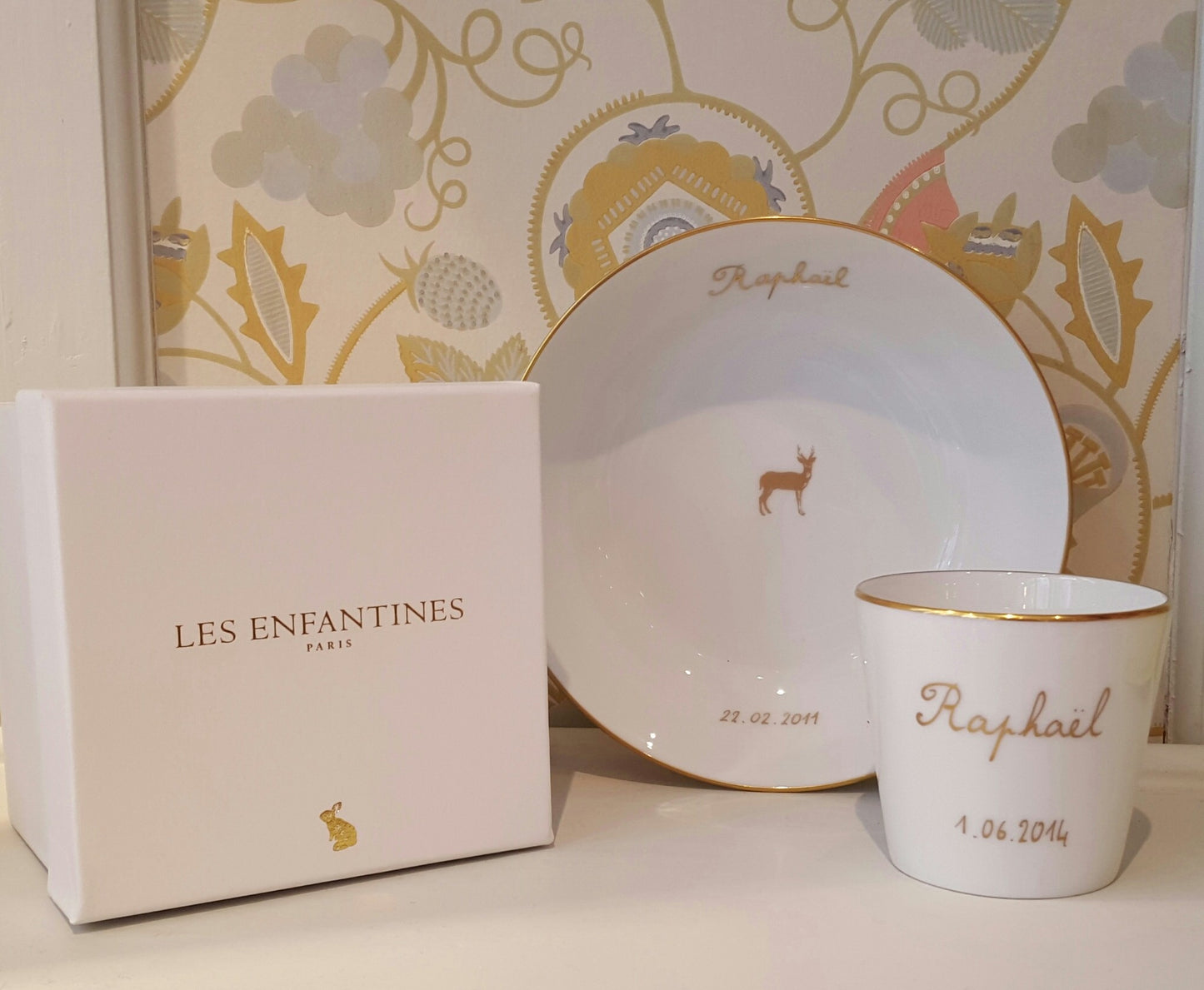 Assiette en porcelaine & or les enfantines