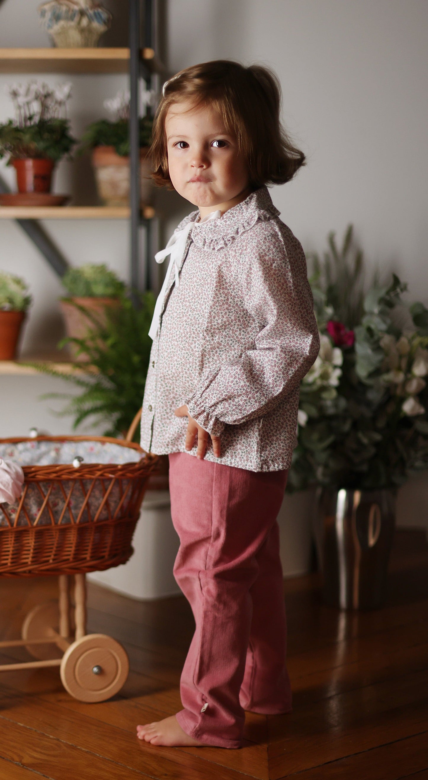Pantalon belette velours vieux rose Les Enfantines