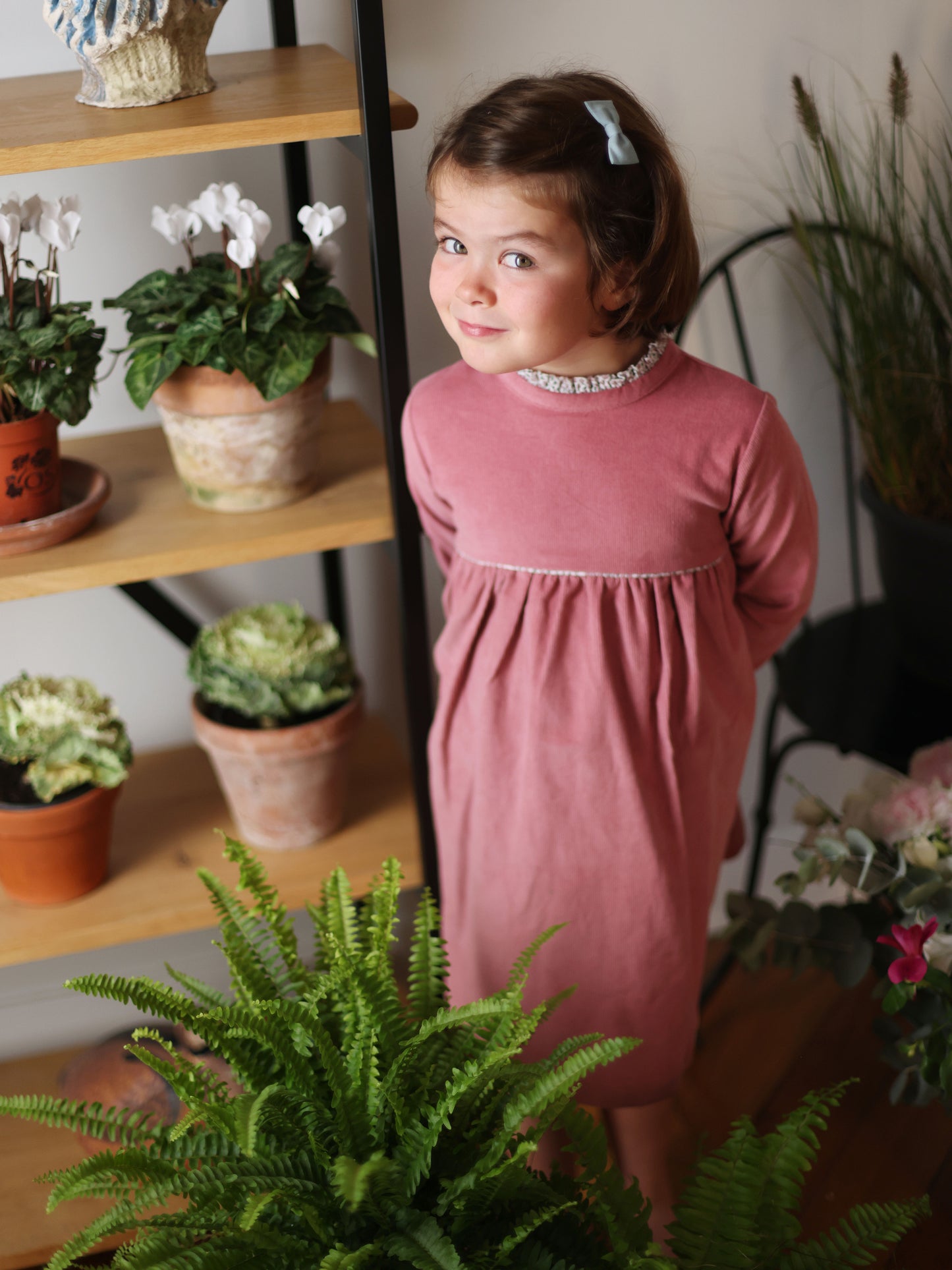 Robe heron velours vieux rose Les Enfantines
