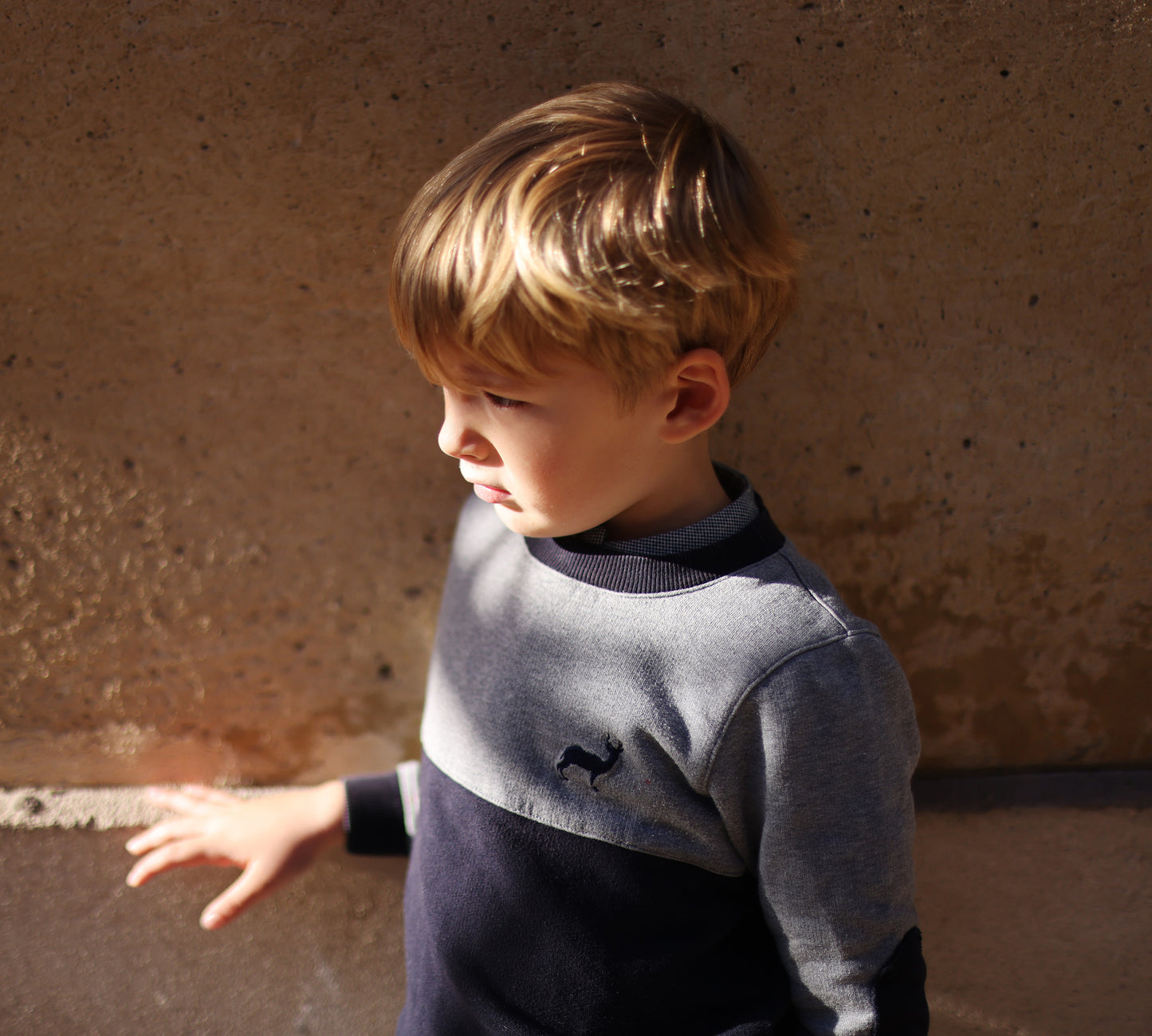 Sweat bicolore marine et gris les enfantines