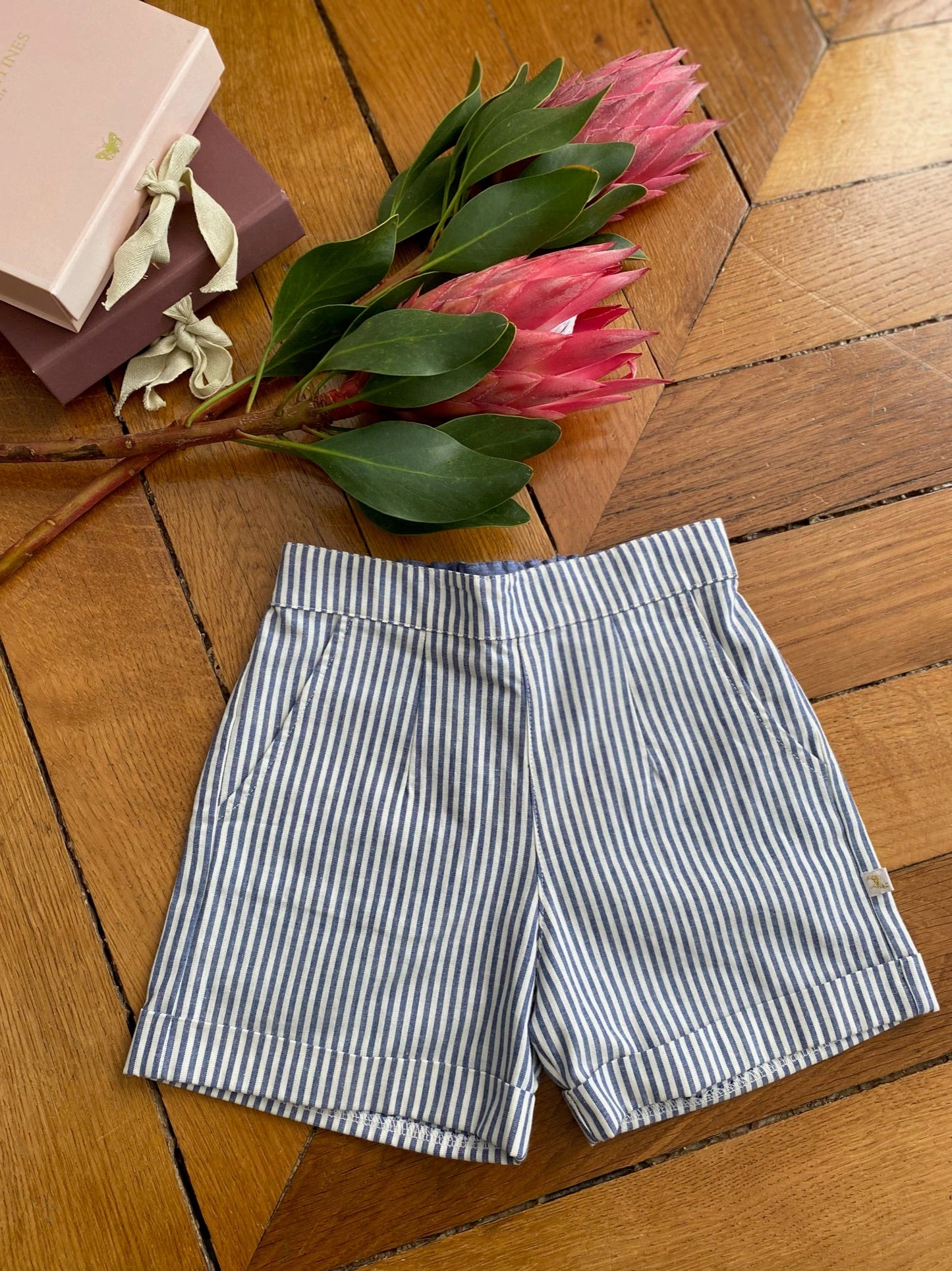Short Belette rayures marine Les Enfantines