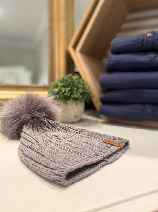 Bonnet pompon Gris Les Enfantines