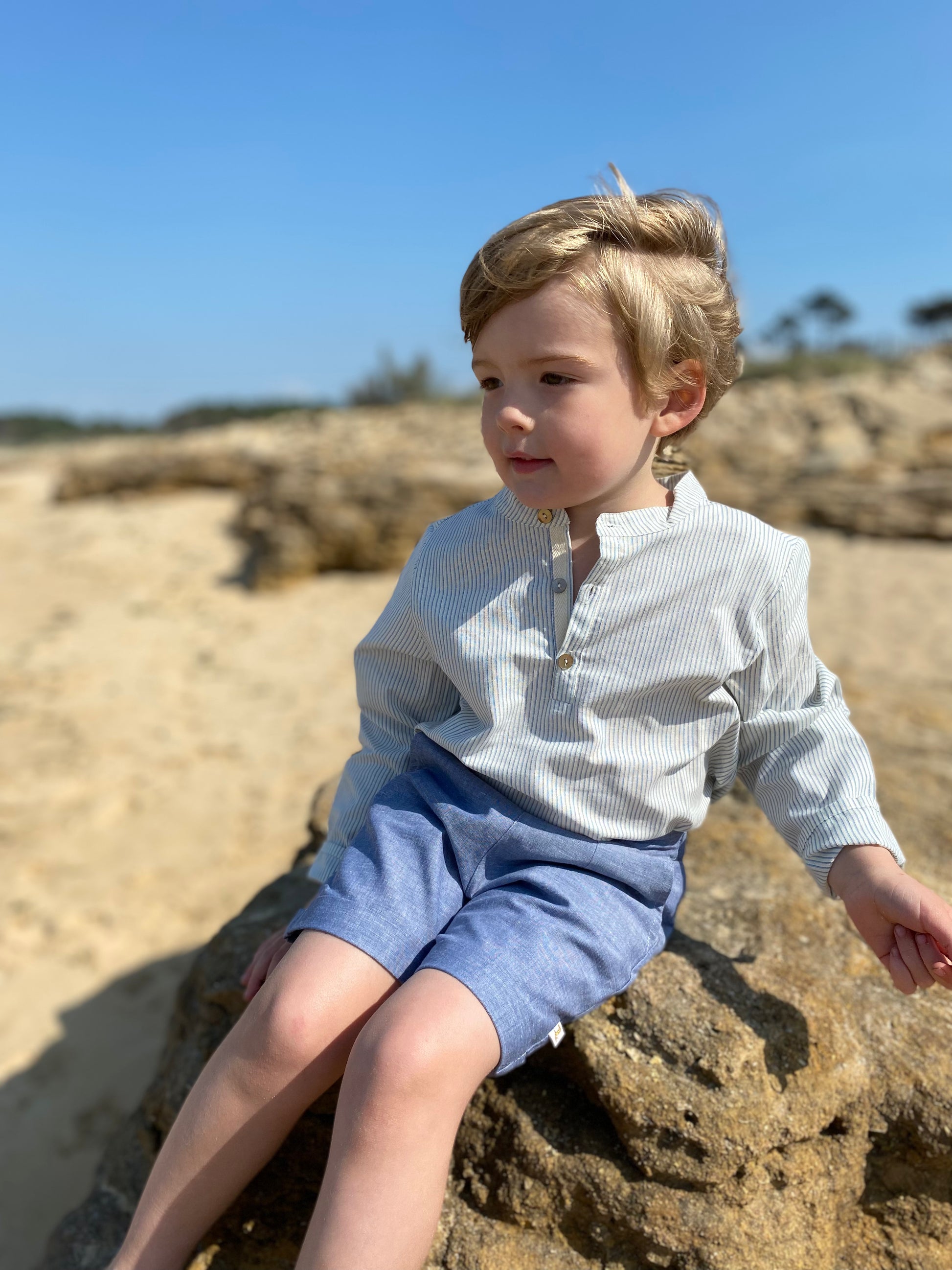 Blouse Bourdon rayures azur Les Enfantines