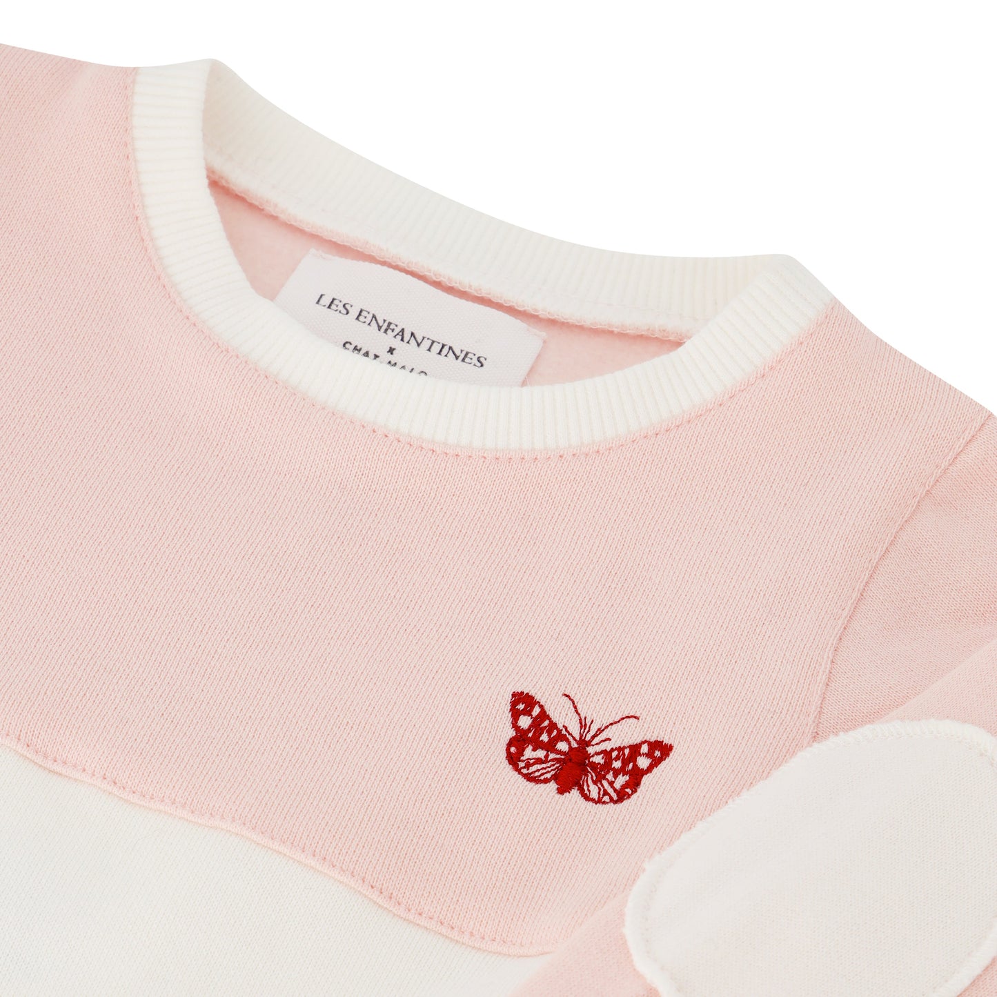 Sweat bicolore rose et blanc Les Enfantines