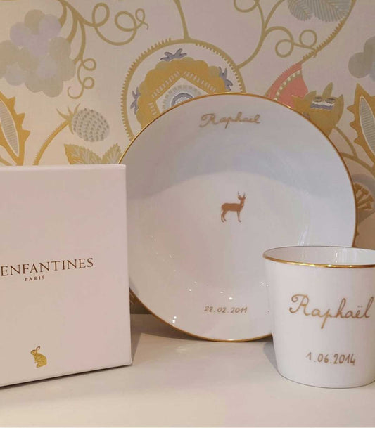 Assiette en porcelaine & or Les Enfantines