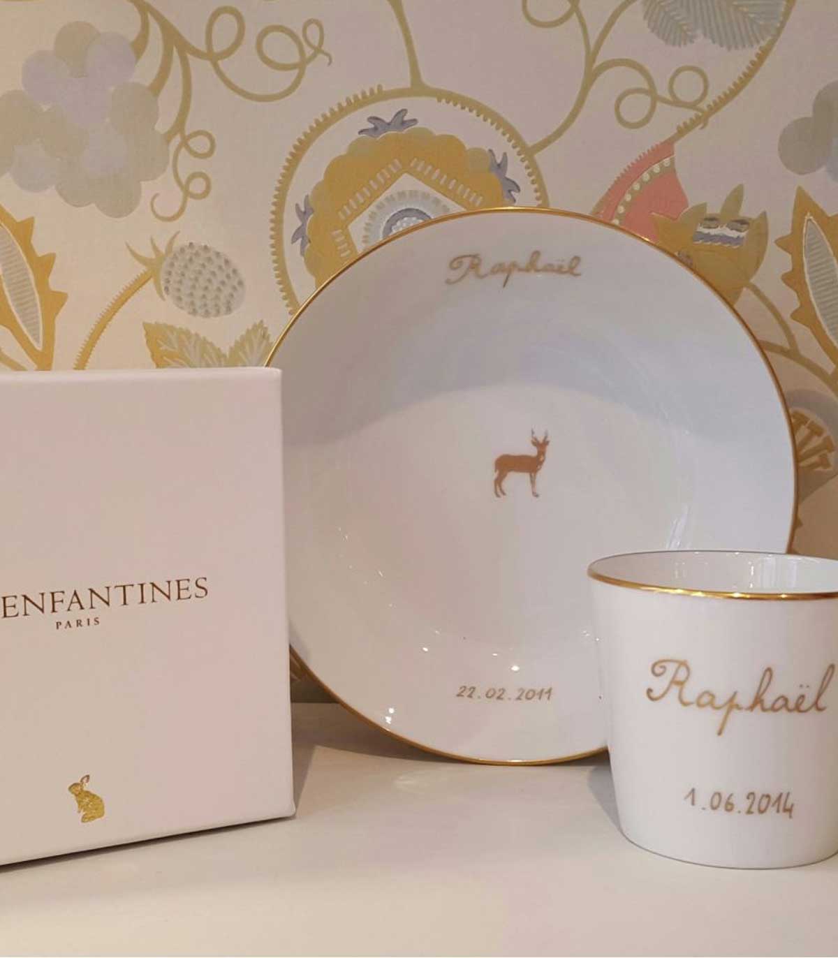 Assiette en porcelaine & or les enfantines