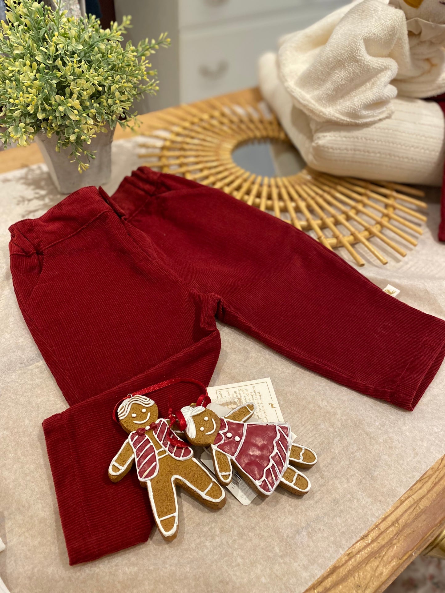 Pantalon crocodile velours bordeaux Les Enfantines