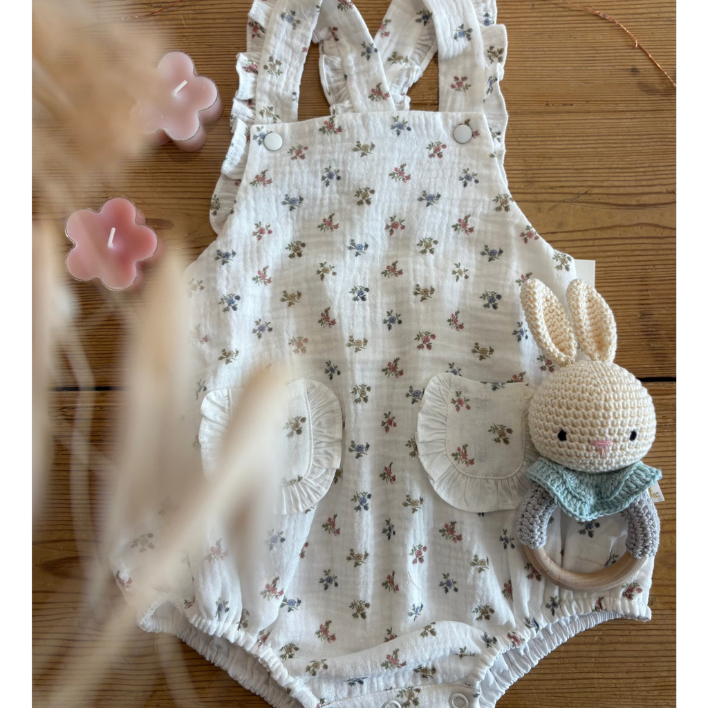 Barboteuse Loutre gaze petites fleurs