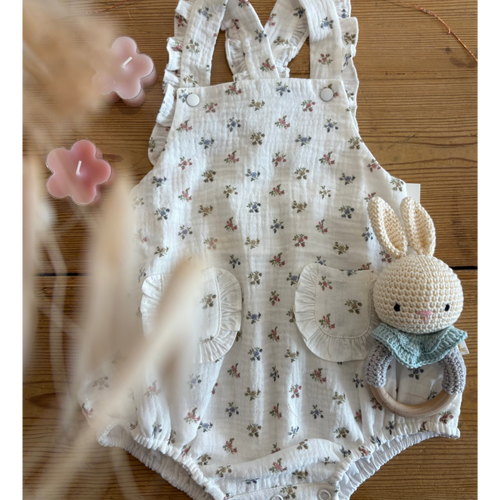 Barboteuse Loutre gaze petites fleurs