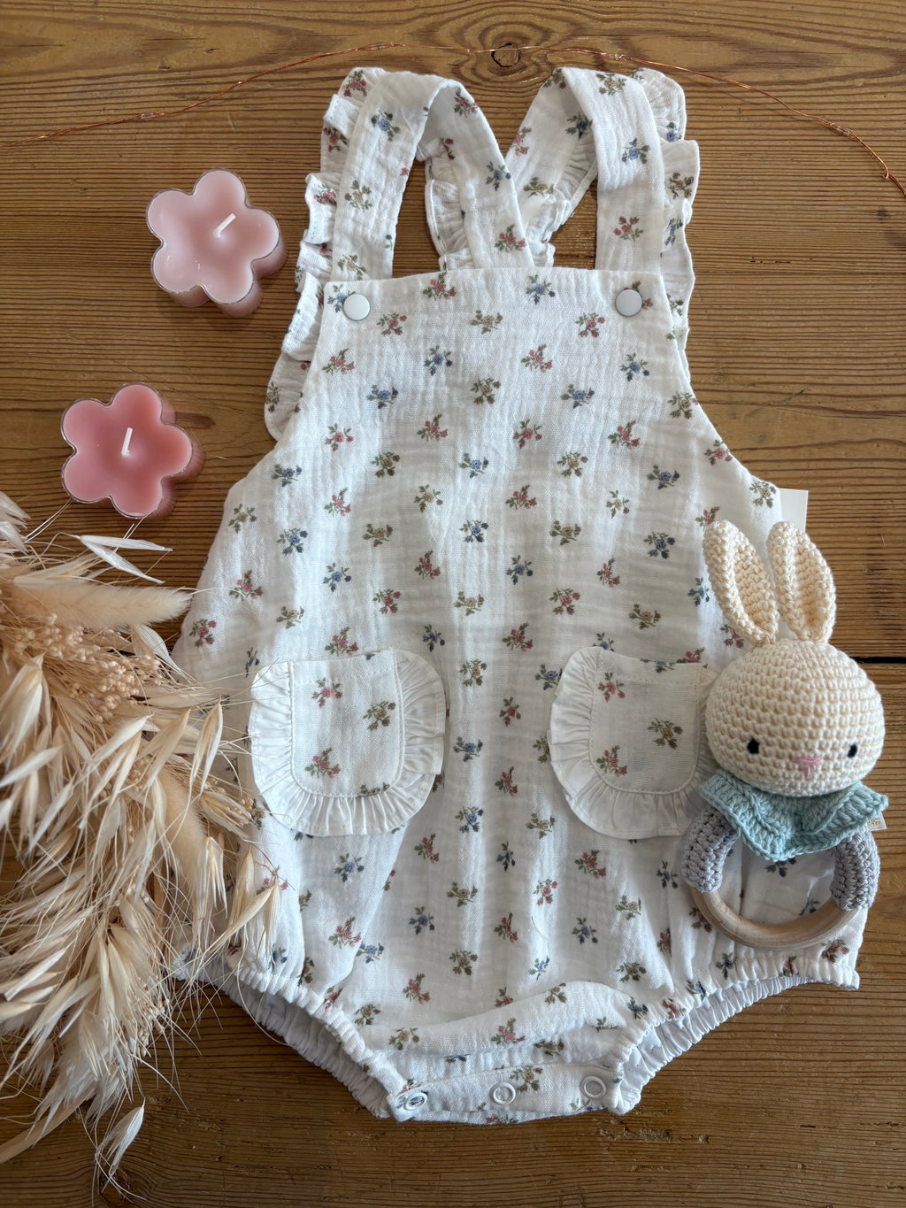 Barboteuse Loutre gaze petites fleurs