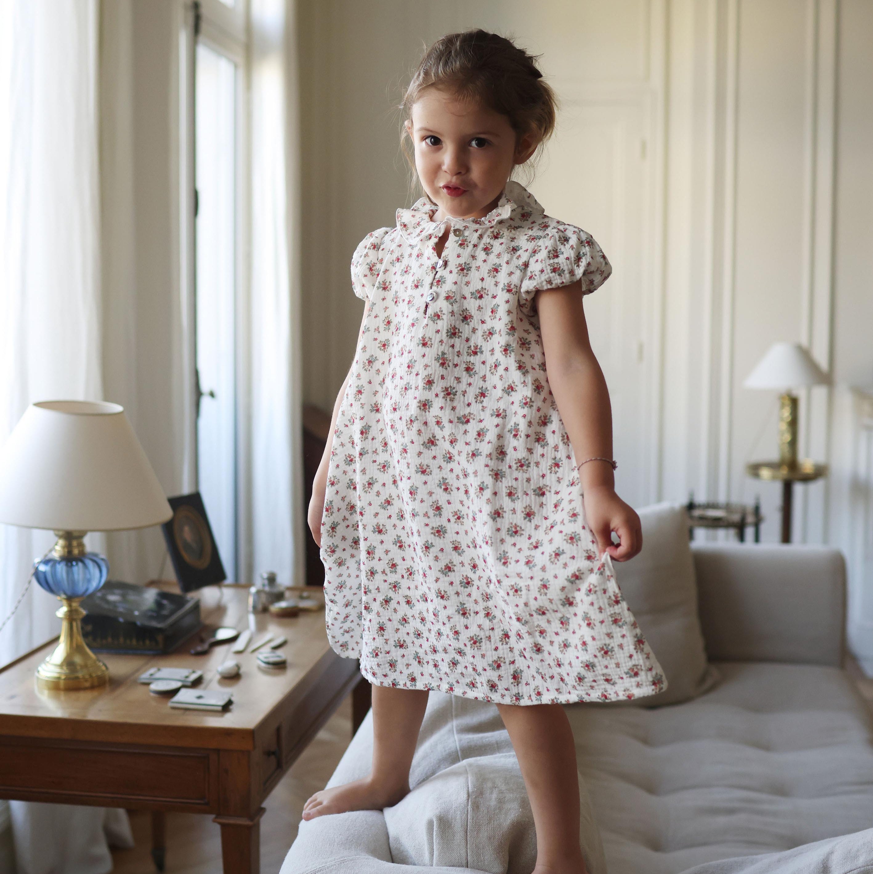 Chemise de nuit gaze groseille Les Enfantines