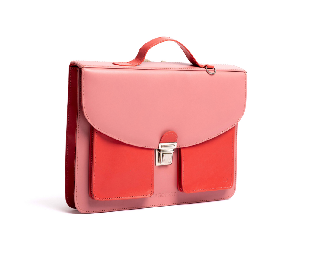 Cartable cuir rose