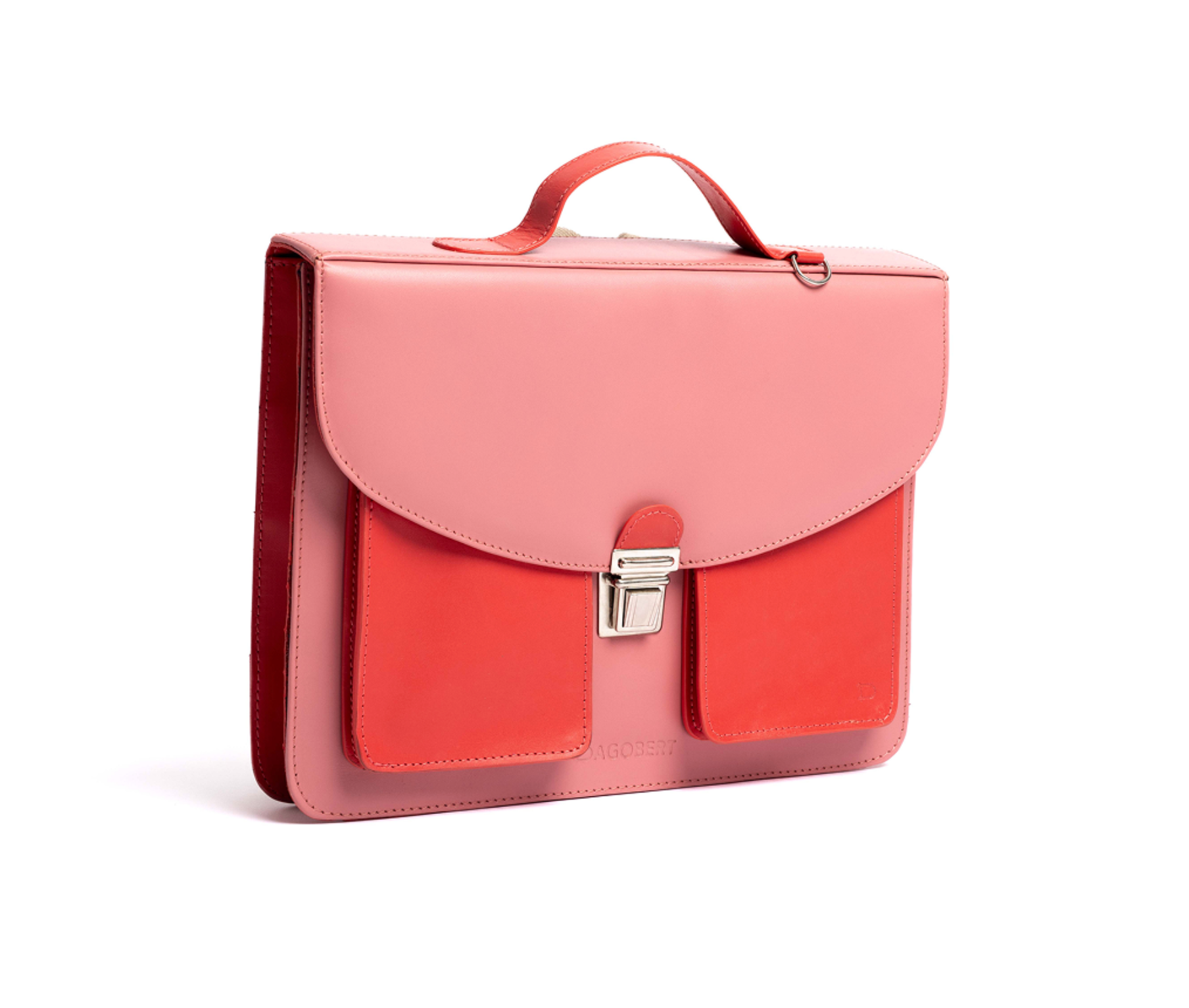 Cartable cuir rose