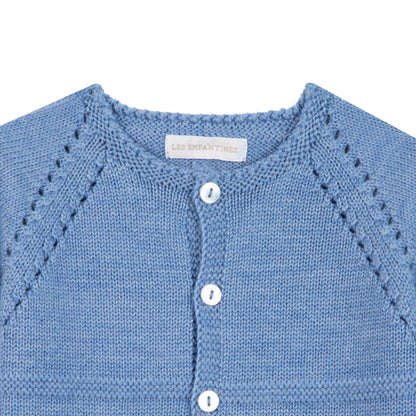 Cardigan chevreuil bleu nuage