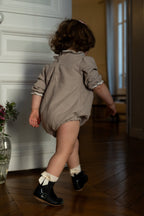 Barboteuse Caméléon Velours beige Les Enfantines