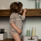 Barboteuse Caméléon Velours beige Les Enfantines