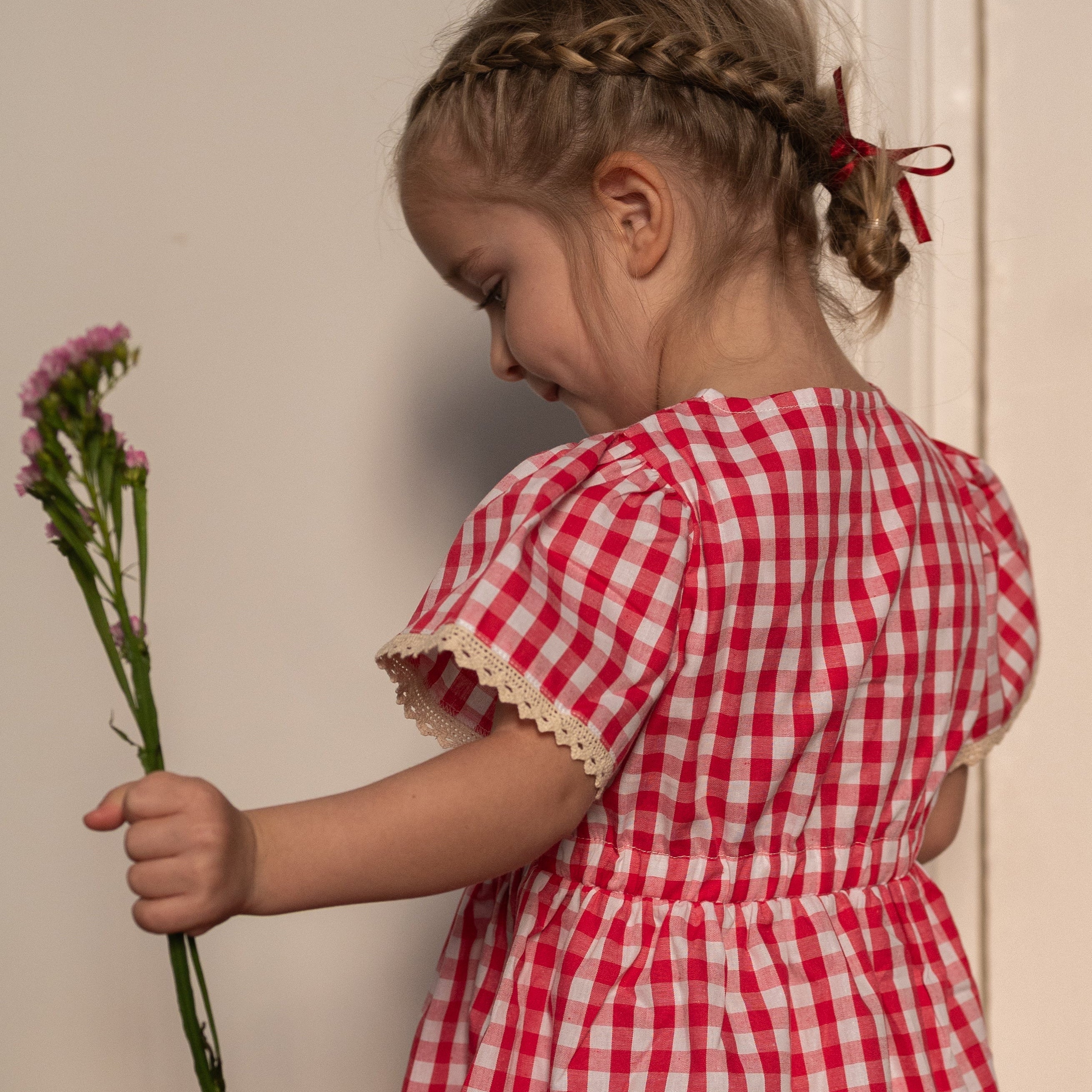 Robe Flamant Vichy Framboise Les Enfantines