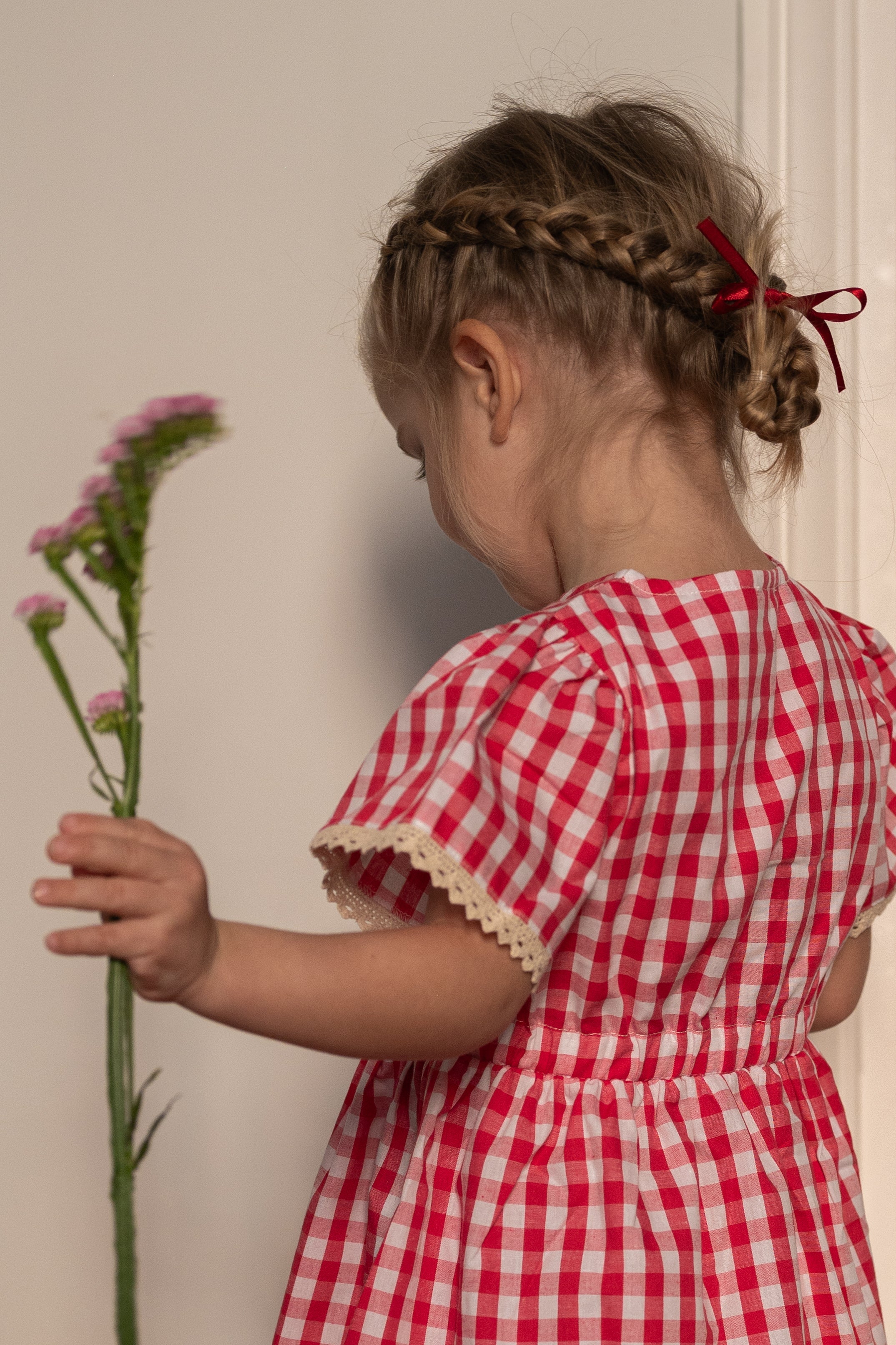 Robe Flamant Vichy Framboise Les Enfantines