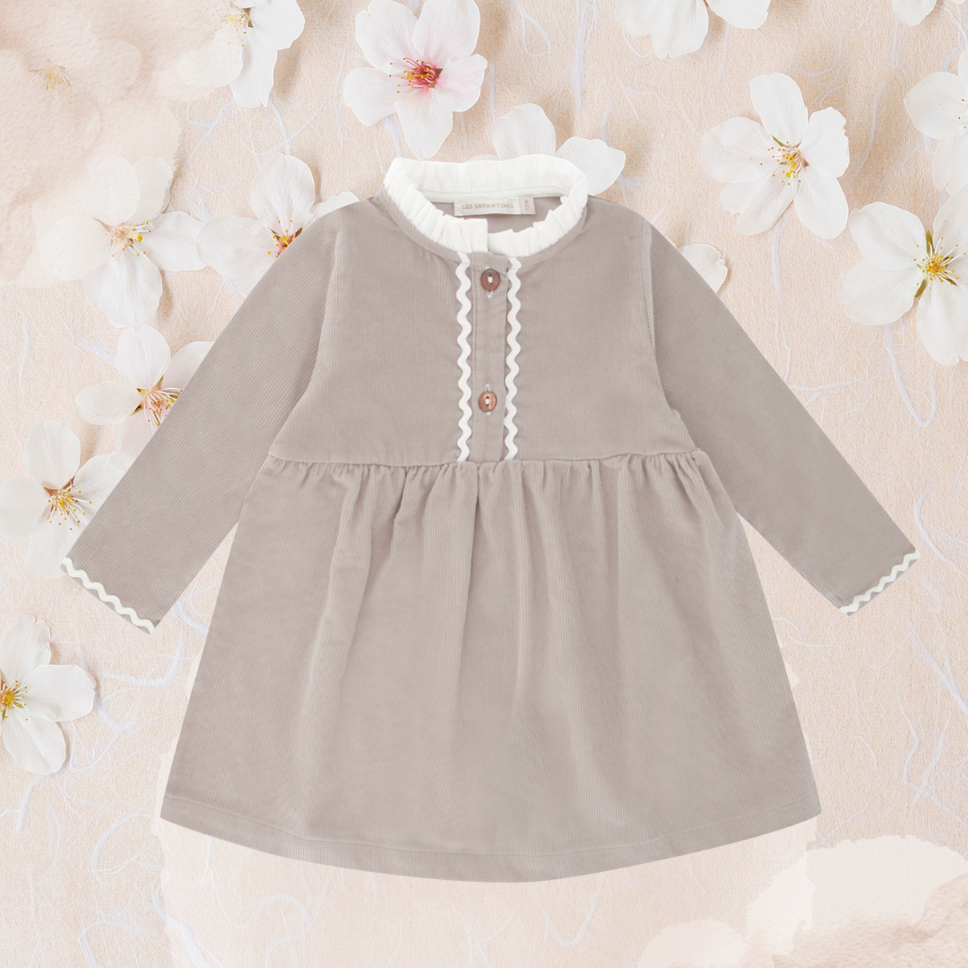 Robe Cygne Velours beige milleraies