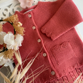 Cardigan laine losange rose magnolia