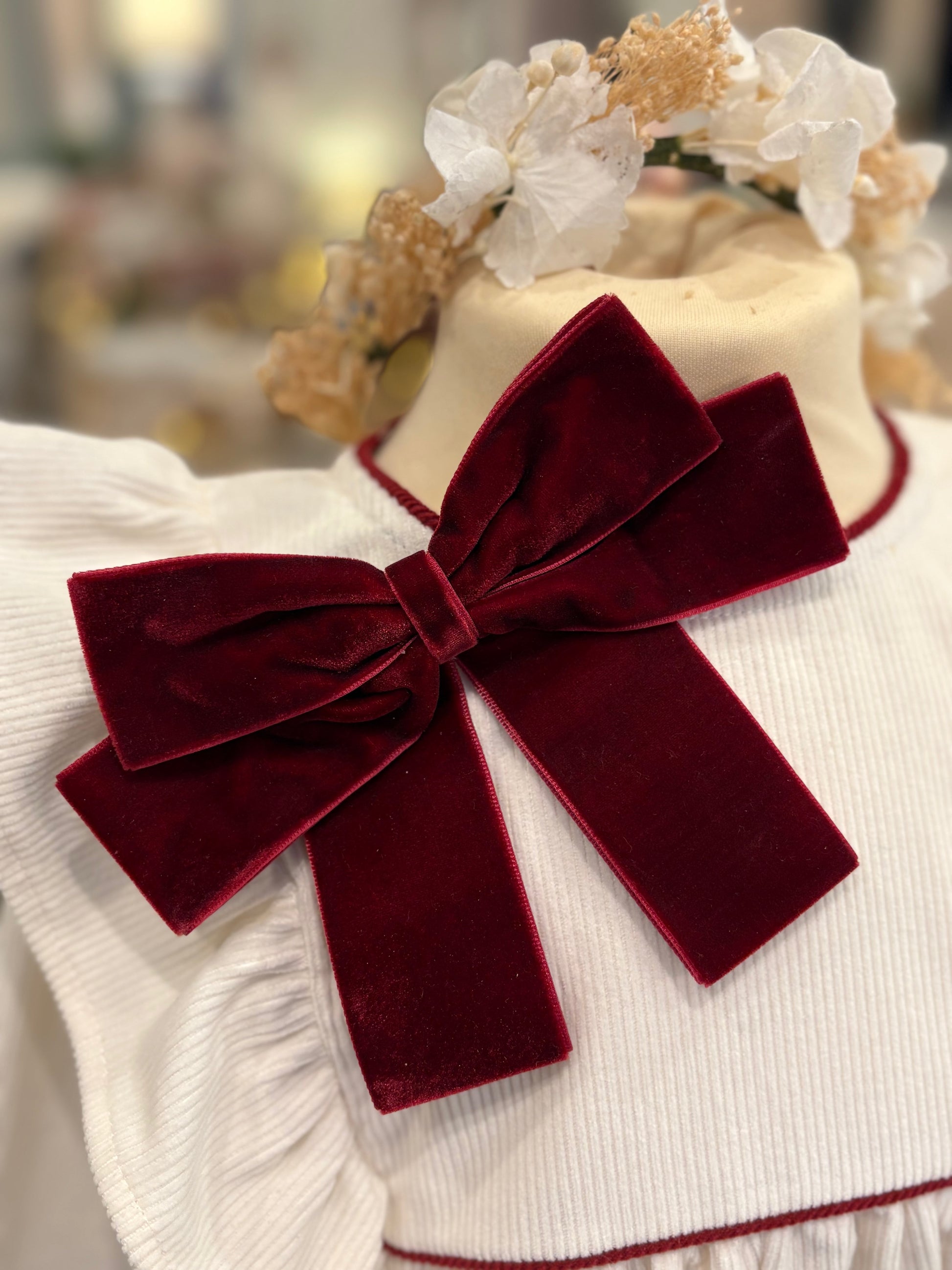 Maxi noeud de velours bordeaux Les Enfantines