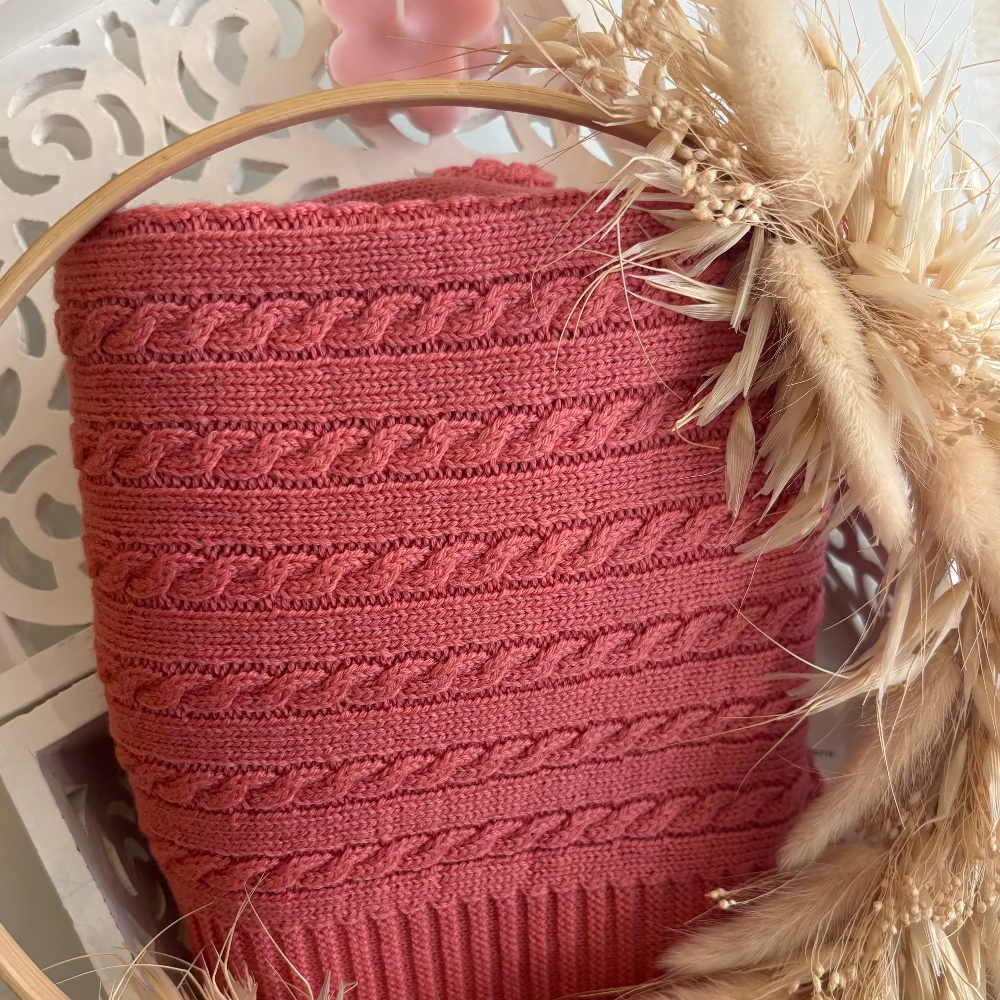 Couverture laine Marmotte rose magnolia