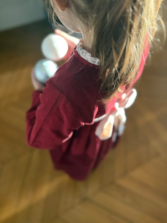 Robe Héron Velours bordeaux Les Enfantines