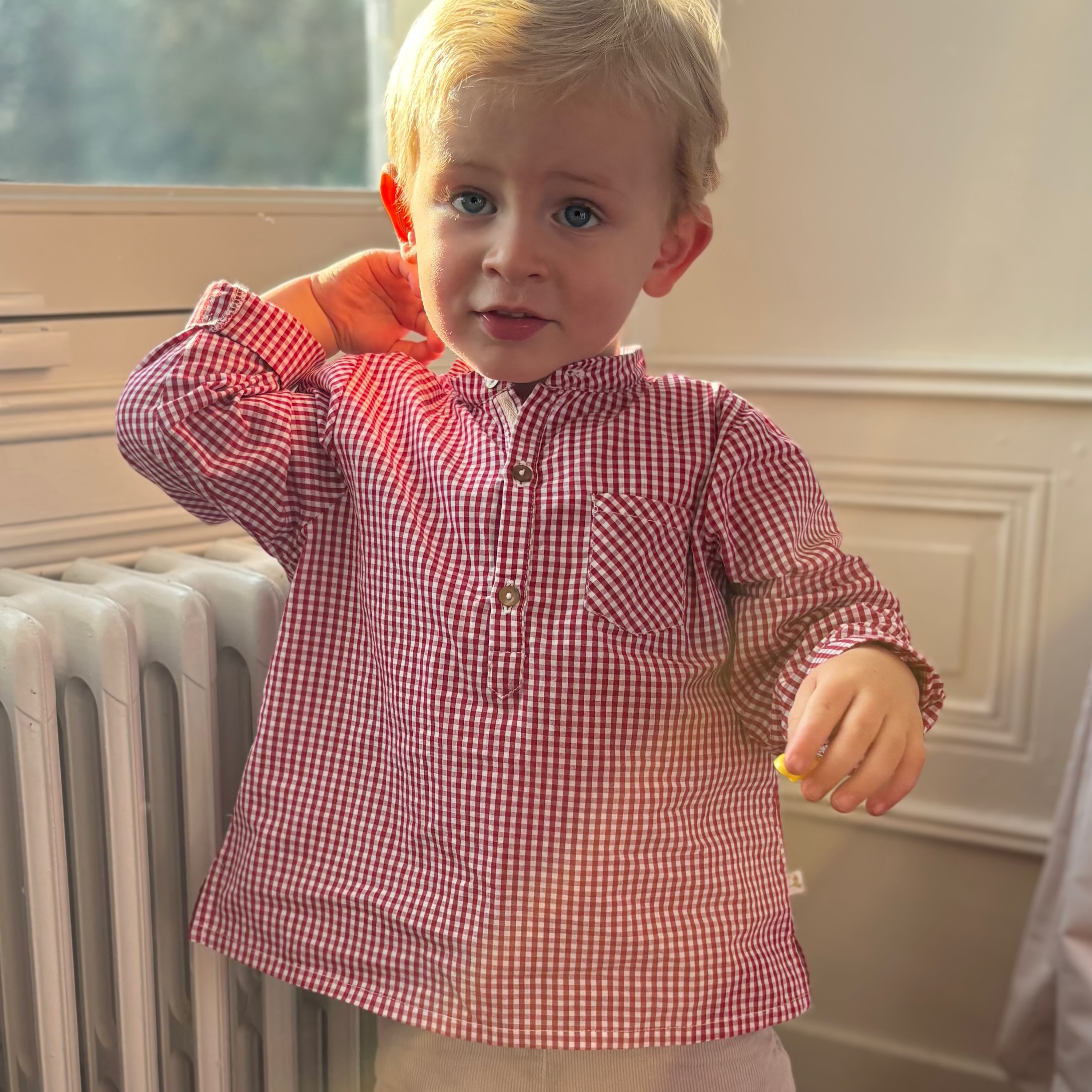 Blouse frelon vichy pivoine les enfantines