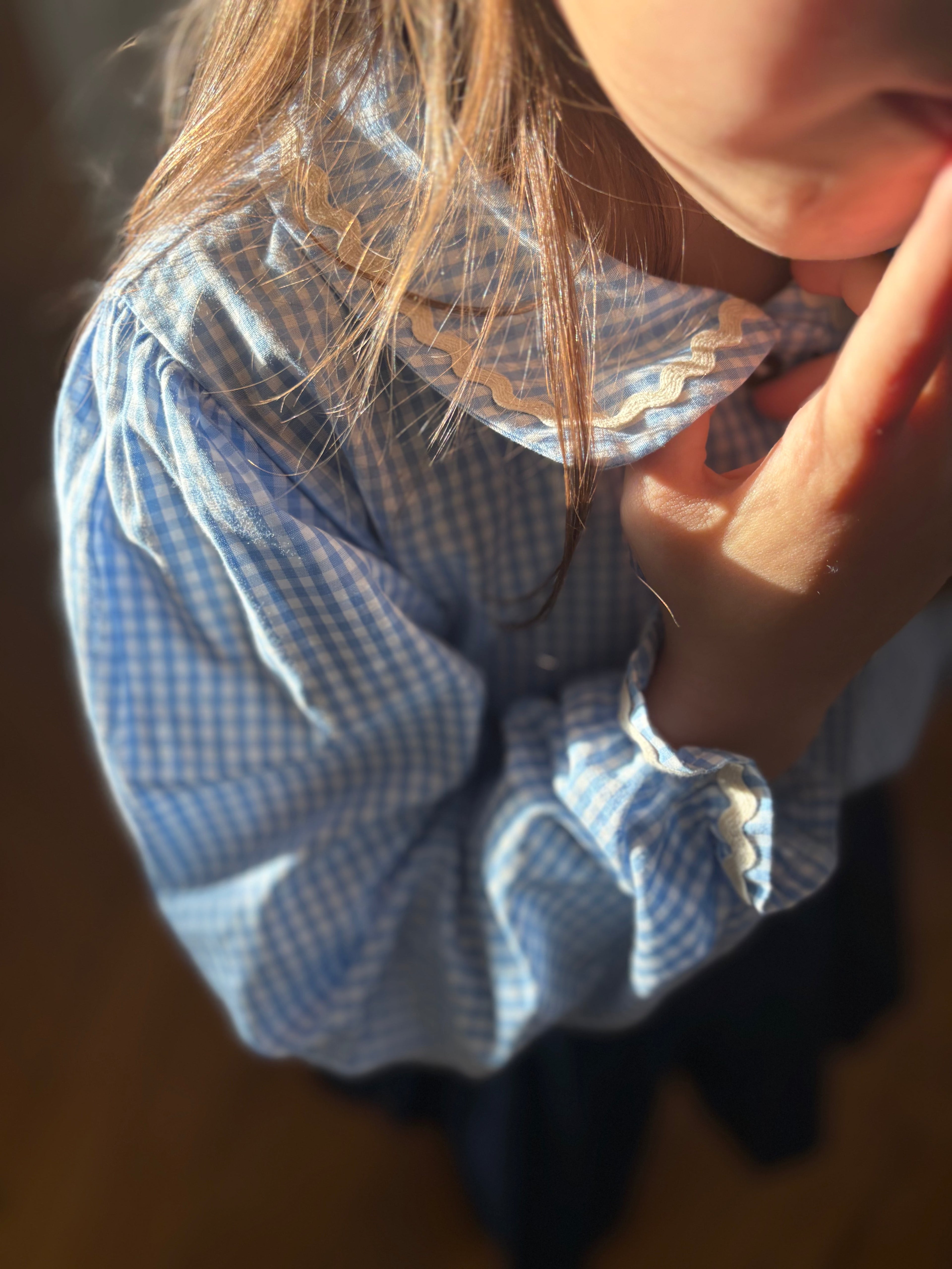 Blouse Papillon Vichy bleu Les Enfantines