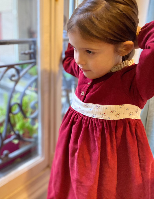 Robe heron velours bordeaux Les Enfantines