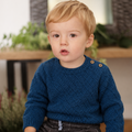 Pull losange laine bleu profond