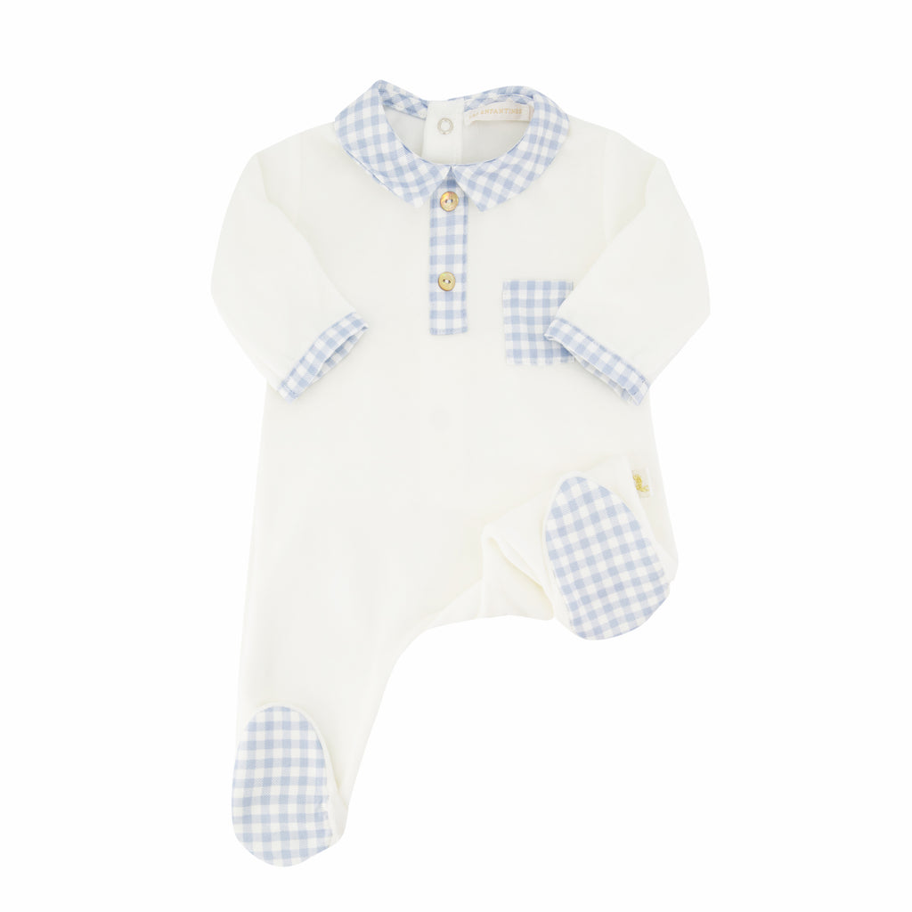 Pyjama Loup Velours Vichy Ciel
