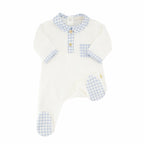Pyjama Loup Velours Vichy Ciel