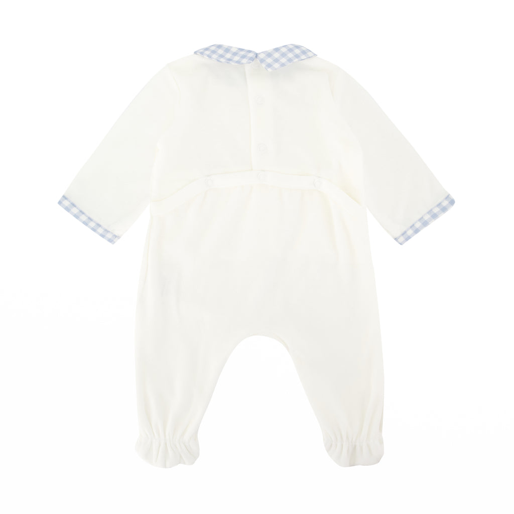 Pyjama Loup Velours Vichy Ciel