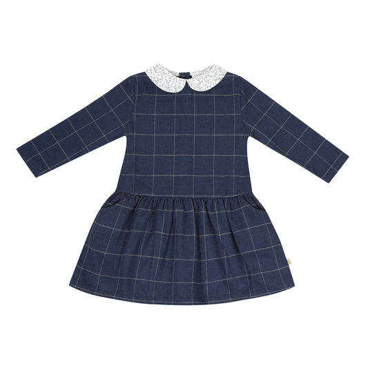 Robe perdrix carreaux marine les enfantines