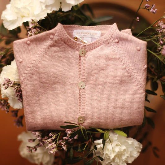 Cardigan pois vieux rose les enfantines