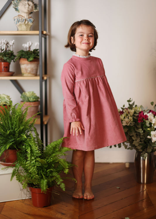 Robe heron velours vieux rose Les Enfantines