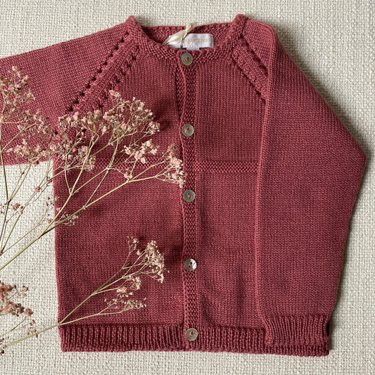 Cardigan chevreuil rose ancien Les Enfantines