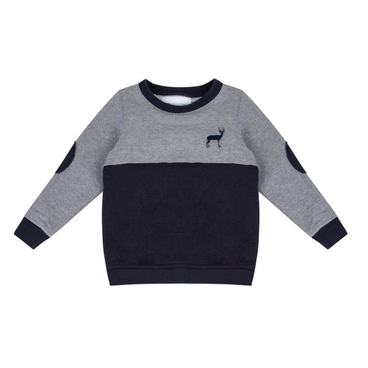 Sweat bicolore marine et gris les enfantines