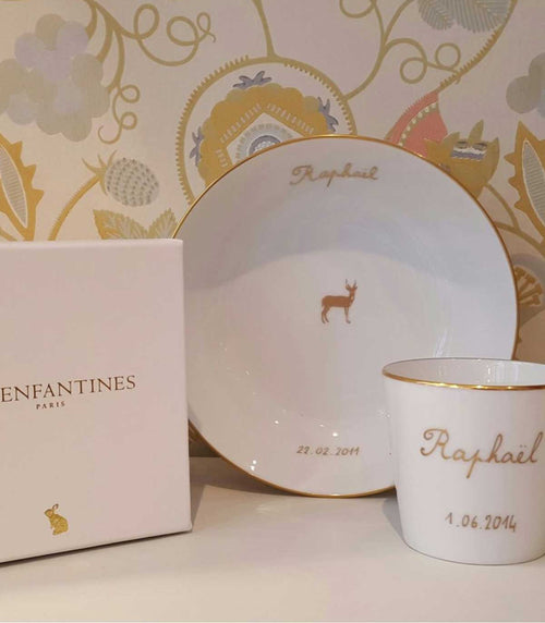 Assiette en porcelaine & or Les Enfantines